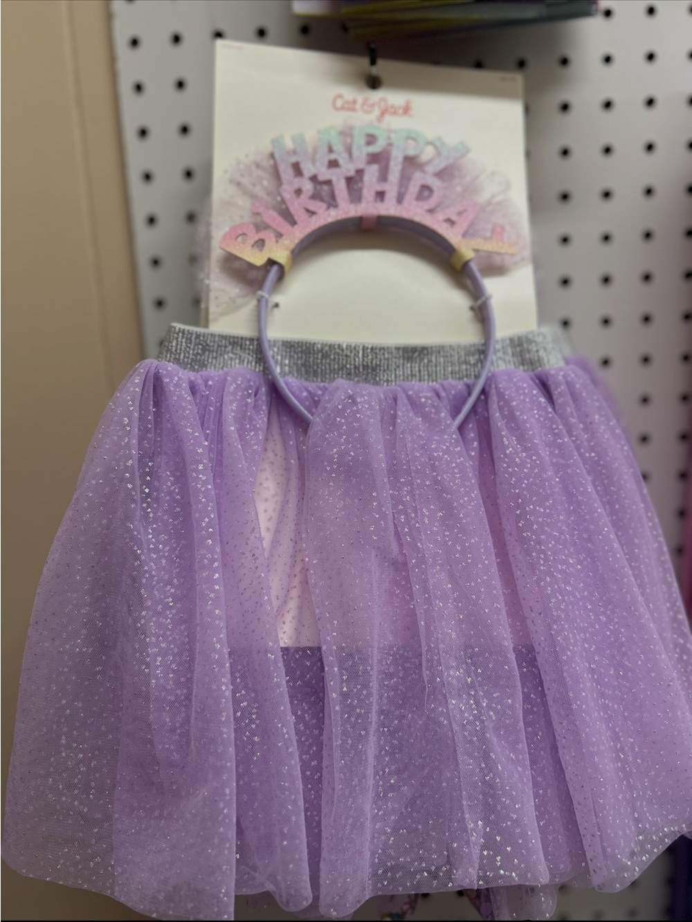 Lavender Glitter Tutu Skirt with Happy Birthday Headband